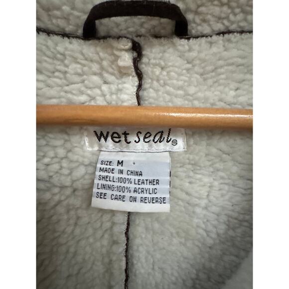 Vintage Y2K Wet Seal Chocolate Brown Suede Sherpa Lined Pennylane Trench Coat M - Picture 2 of 4